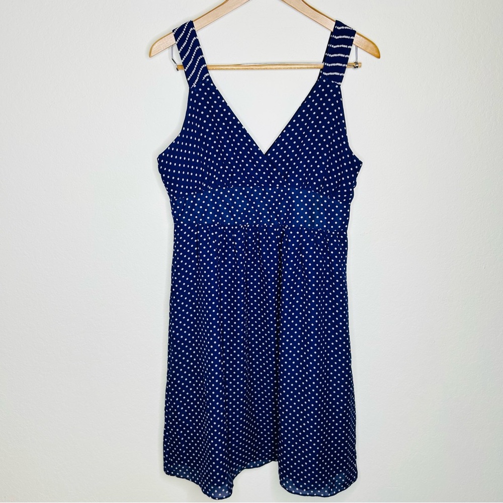 Boden Babydoll Blue and White Polka Dot Dress Women’s Medium